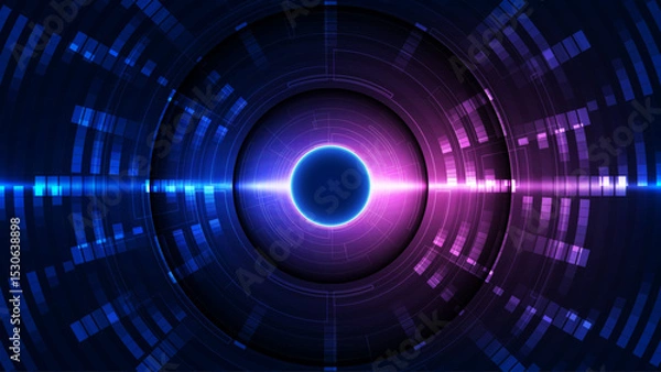 Fototapeta Abstract technology background with blue circle. Vector illustration for your design.