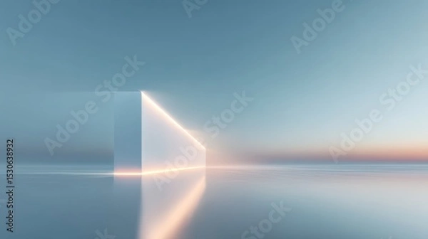 Obraz Abstract Glowing White Corner in Blue Void