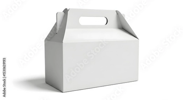 Obraz Blank White Cardboard Carry Box Packaging Mockup Perfect for Food Delivery, Takeout, or Gift Presentation