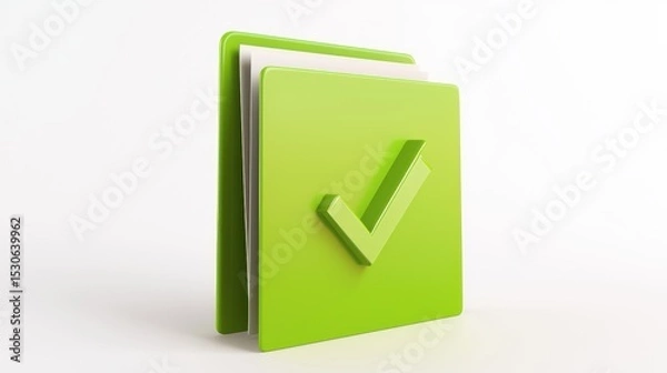 Fototapeta Green icon of a folder with a checkmark