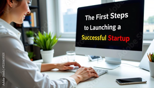 Fototapeta Launching Successful Startup First Steps Guide
