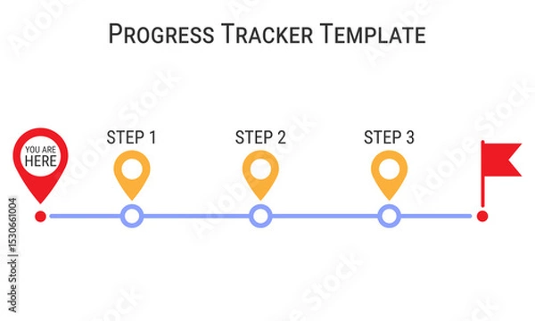 Obraz Progress tracker template. Simple progress tracker template for representing stages in a process or project