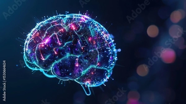 Fototapeta A brain with a blue and purple color scheme