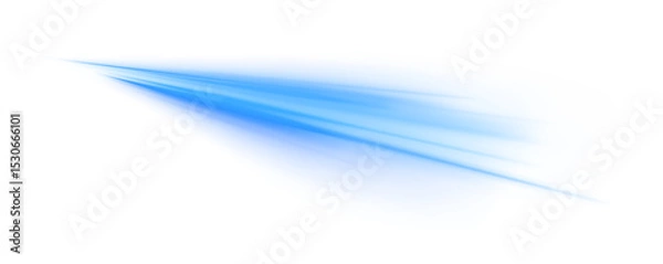 Fototapeta Digital image of light rays, striped lines on a blue light background. Design element for visualizing air or water flow. Light, light garland PNG.	