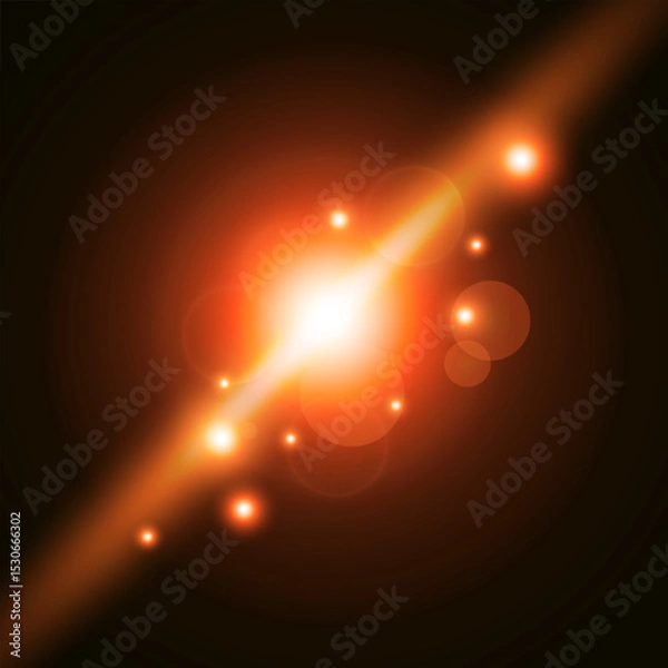 Fototapeta Futuristic energy core with radiating particles and light beams. Vector illustration.