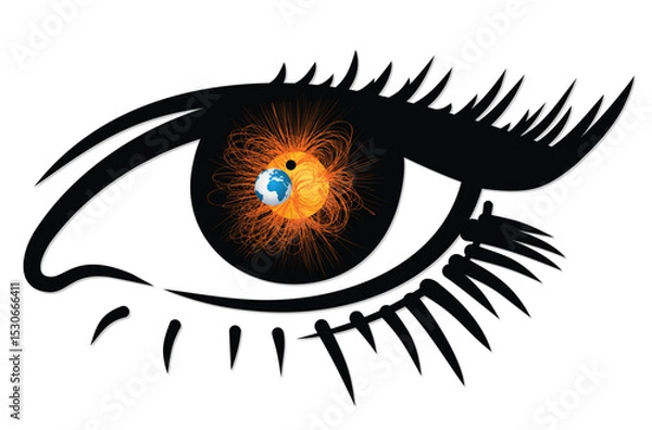 Fototapeta Logo with eye and planets. 