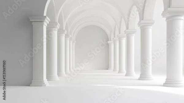 Fototapeta Ancient white marble columns in a classical building's architectural design
