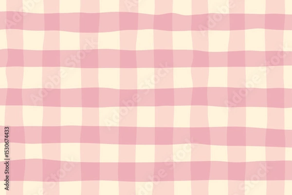 Obraz Pastel pink gingham fabric square checkered seamless pattern texture background vector