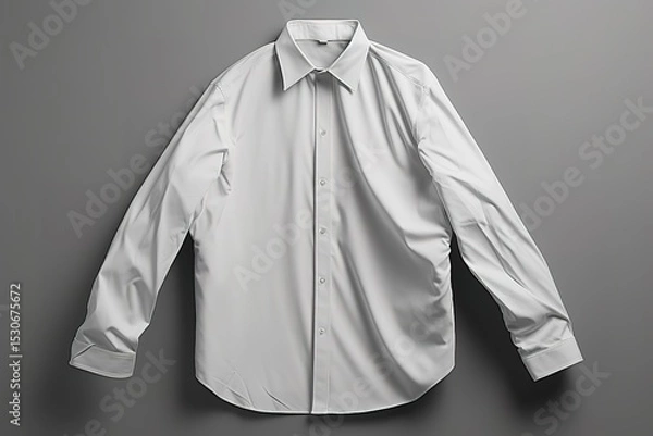 Fototapeta Elegant white long sleeve shirt isolated on a gray background fashion and apparel concept