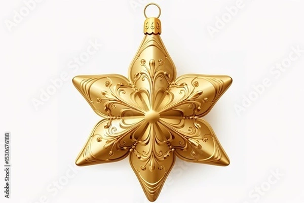 Fototapeta Elegant golden star christmas ornament with ornate decorative design and shimmering finish