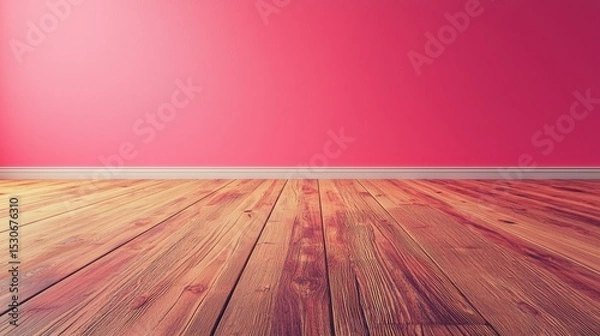 Fototapeta A Cozy Room Featuring Pink Walls and a Warm Wooden Floor Perfect for Text Display