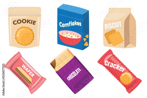 Fototapeta Snack and Breakfast Packaging Vector Set