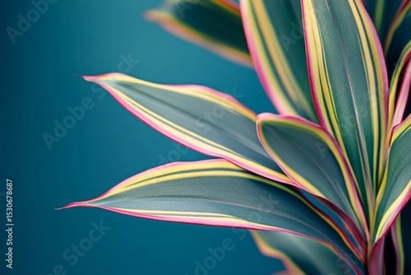 Obraz Close-up of vibrant plant leaves with colorful stripes.
