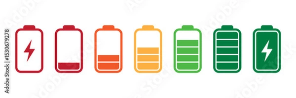 Obraz set of battery symbols charge level icon pictogram isolated vector illustration