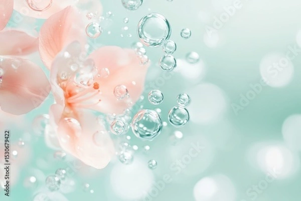 Obraz Delicate pink orchid blossoms surrounded by shimmering bubbles.