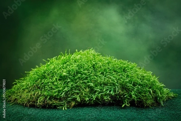 Obraz Lush green moss pile against a blurred dark green backdrop.