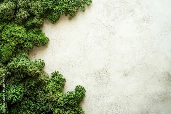 Obraz Arrangement of vibrant green moss against a textured backdrop.