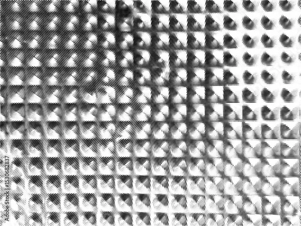 Obraz Dotted Halftone Crumpled Paper Vector Texture. Retro overlay newspaper background. Collage element.	Abstract silver background grid. 