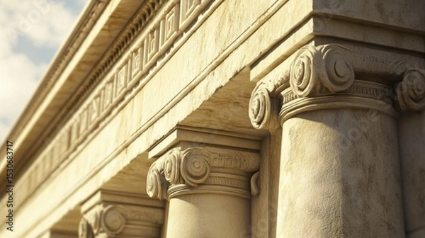 Fototapeta Classical Architecture: Ionic Columns and Entablature