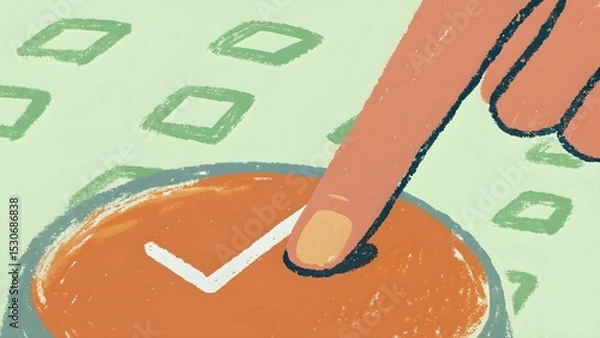 Obraz Finger pressing checkmark button, symbolizing ai code acceptance.