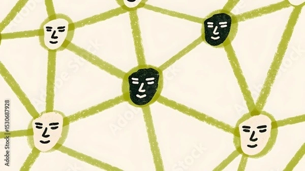 Obraz Illustration of interconnected ai agents symbolizing a network of communication and collaboration.