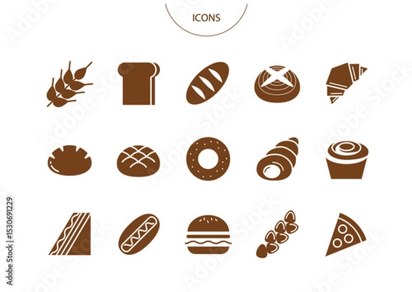 Obraz パン　アイコン ピクトグラム　ベクター イラスト　セット