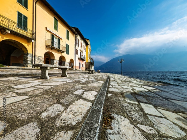 Obraz View of the village square of Santa Maria Rezzonico on Lake Como