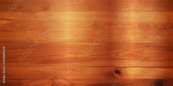 Fototapeta An Intimate Close-Up of High Gloss Lacquered Wood Paneling, Showcasing a Deep, Rich Brown Color with a Reflective Surface and Subtle Natural Grain Texture That Evokes a Timeless Retro Aesthetic"
