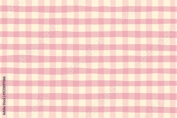 Obraz Pastel pink gingham fabric square checkered seamless pattern texture background vector