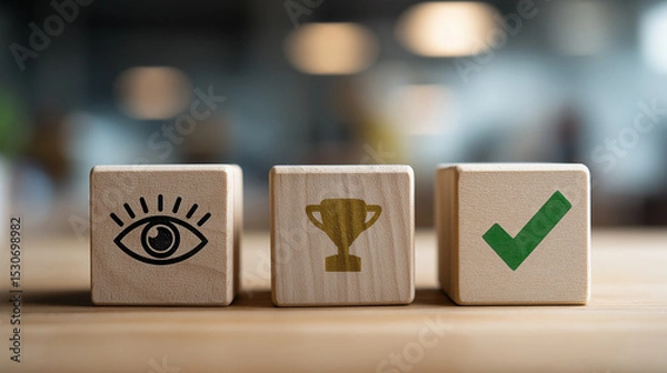 Fototapeta Strategic Vision For Success Achievement And Goal. Business Planning, Performance Recognition and Outcome Approval. Business Cubes.