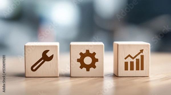Fototapeta Business Growth Optimization With Process Improvement and Performance Tools. Workflow Enhancement, Productivity Boost and Efficiency Strategies. Business Cubes