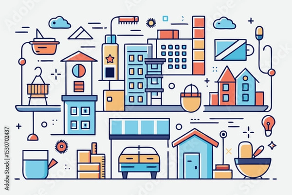 Fototapeta set of vector buildings