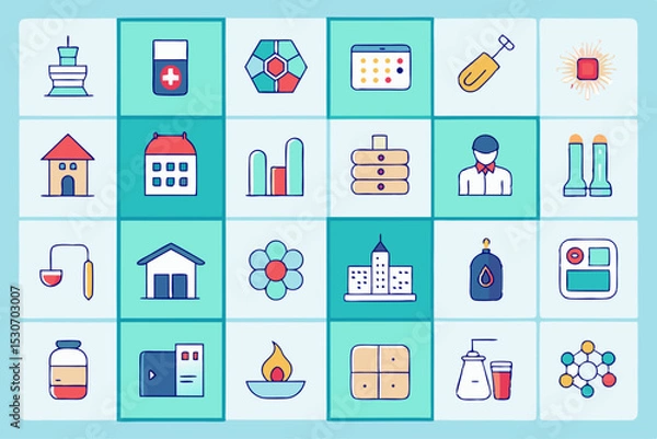 Fototapeta set of flat icons for web and mobile applications