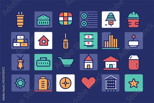 Fototapeta set of flat icons for web design