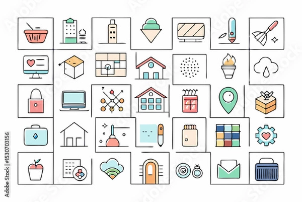 Fototapeta set of flat icons for web and mobile applications