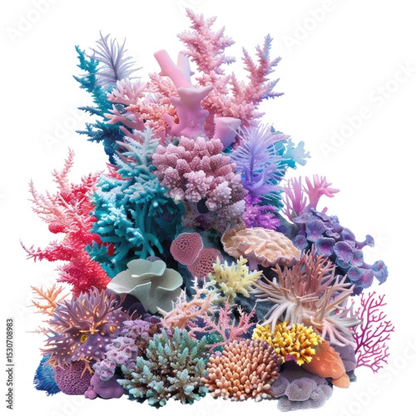 Fototapeta Colorful Coral Reef Isolated On White