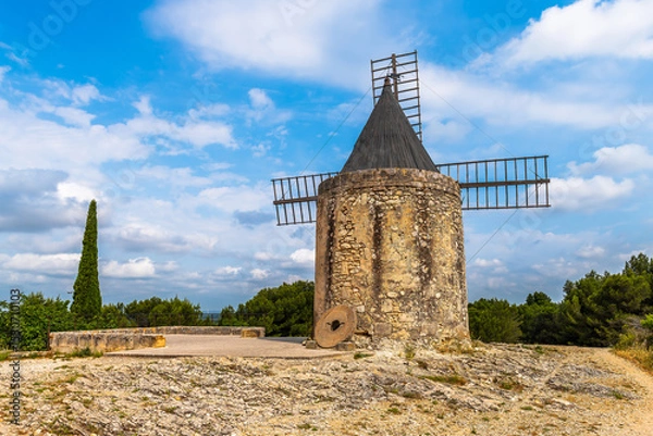 Fototapeta Famous Daudet mill in Fontvieille, in the Bouches du Rhône, in Provence, France