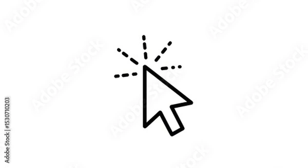 Obraz A simple black and white illustration of a cursor clicking with radiating dashed lines around it