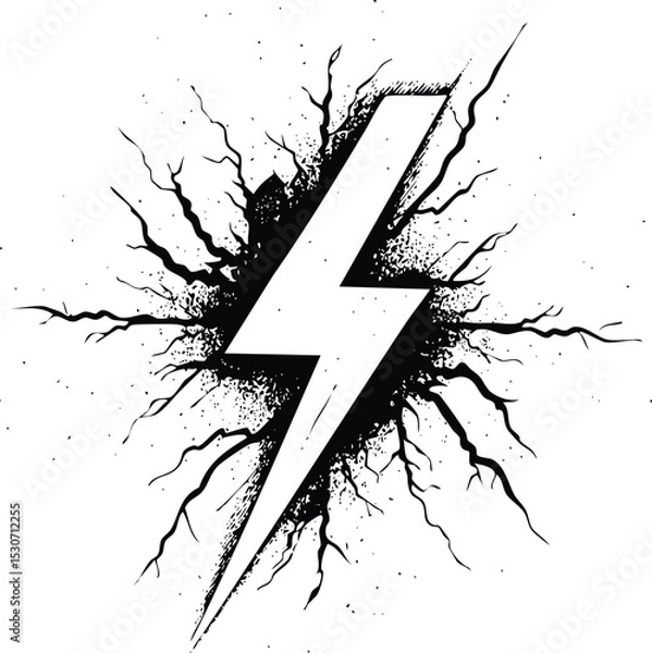 Obraz Electrical Power Thunder Icon - Grunge Lightning Bolt Graphic

