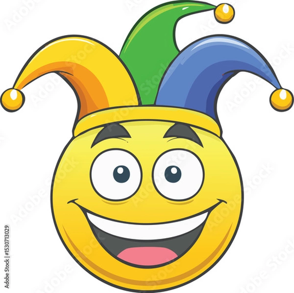 Obraz Happy Jester Face with Hat - April Fools Day Emoji

