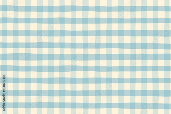 Obraz Pastel blue gingham fabric square checkered seamless pattern texture background vector