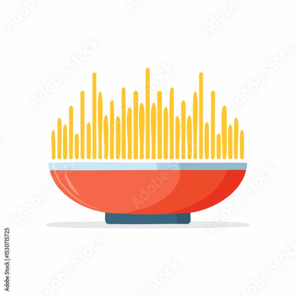Fototapeta Flat Design Illustration of Uncooked Spaghetti Standing Upright in Red Bowl

