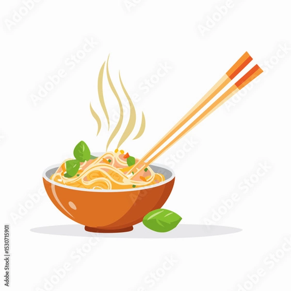 Fototapeta Flat Lay Illustration of Spaghetti with Lemon and Herbs on Dark Plate

