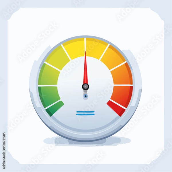 Obraz Color-Coded Speedometer Gauge Indicator with Needle Pointing to Medium Level

