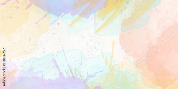 Fototapeta Colorful abstract watercolor background digital art .overlay featuring soft pastel hues of blue, pink, yellow mimicking a watercolor painting suitable for a variety	