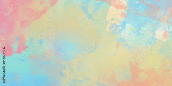 Fototapeta Colorful abstract watercolor background digital art .overlay featuring soft pastel hues of blue, pink, yellow mimicking a watercolor painting suitable for a variety	
