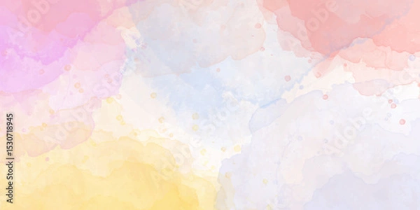 Fototapeta Colorful abstract watercolor background digital art .overlay featuring soft pastel hues of blue, pink, yellow mimicking a watercolor painting suitable for a variety	