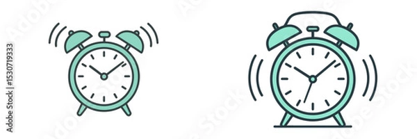 Fototapeta Alarm clocks ringing with vibrant colors, showcasing different designs and features for time management