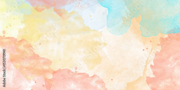 Fototapeta Colorful abstract watercolor background digital art .overlay featuring soft pastel hues of blue, pink, yellow mimicking a watercolor painting suitable for a variety	