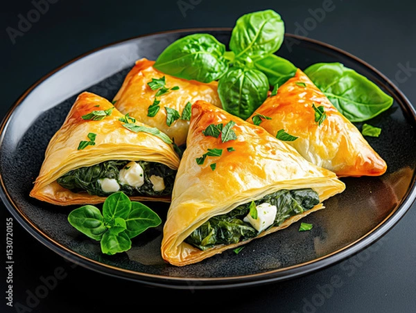 Obraz Spinach and feta stuffed spanakopita